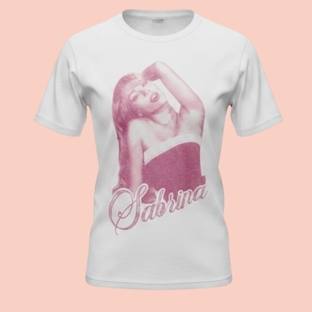 NWT Sabrina Carpenter 100% Cotton Medium Graphic Shirt Coquette Tour Merch